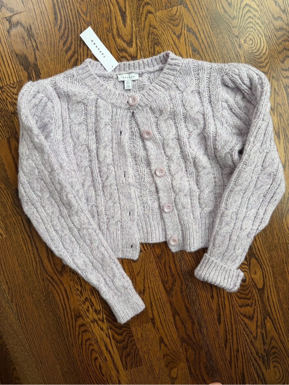 Topshop Pale Lavender Cable Knit Chunky Feminine Warm Cardigan